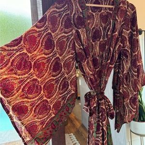 Karma Highway 100% Silk Wrap Dress /  Robe